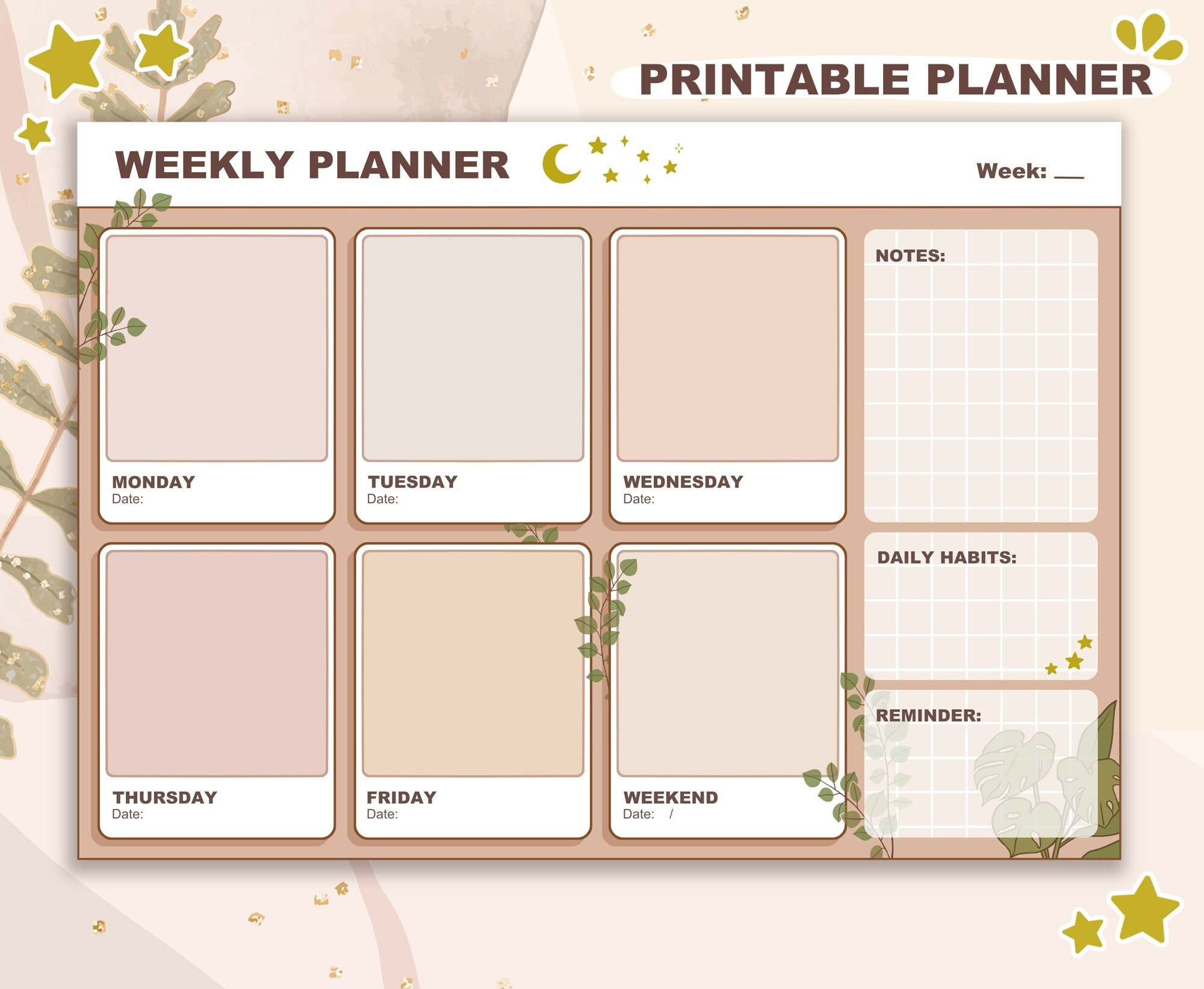 Planificateur Hebdomadaire Imprimable Esthétique Pantone - Etsy France | Rci Weeks Calendar 2024 Printable