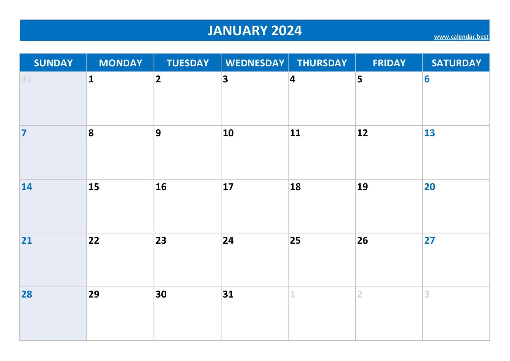Printable 2024 Monthly Calendar -Calendar.best | 2024 Calendar Monthly