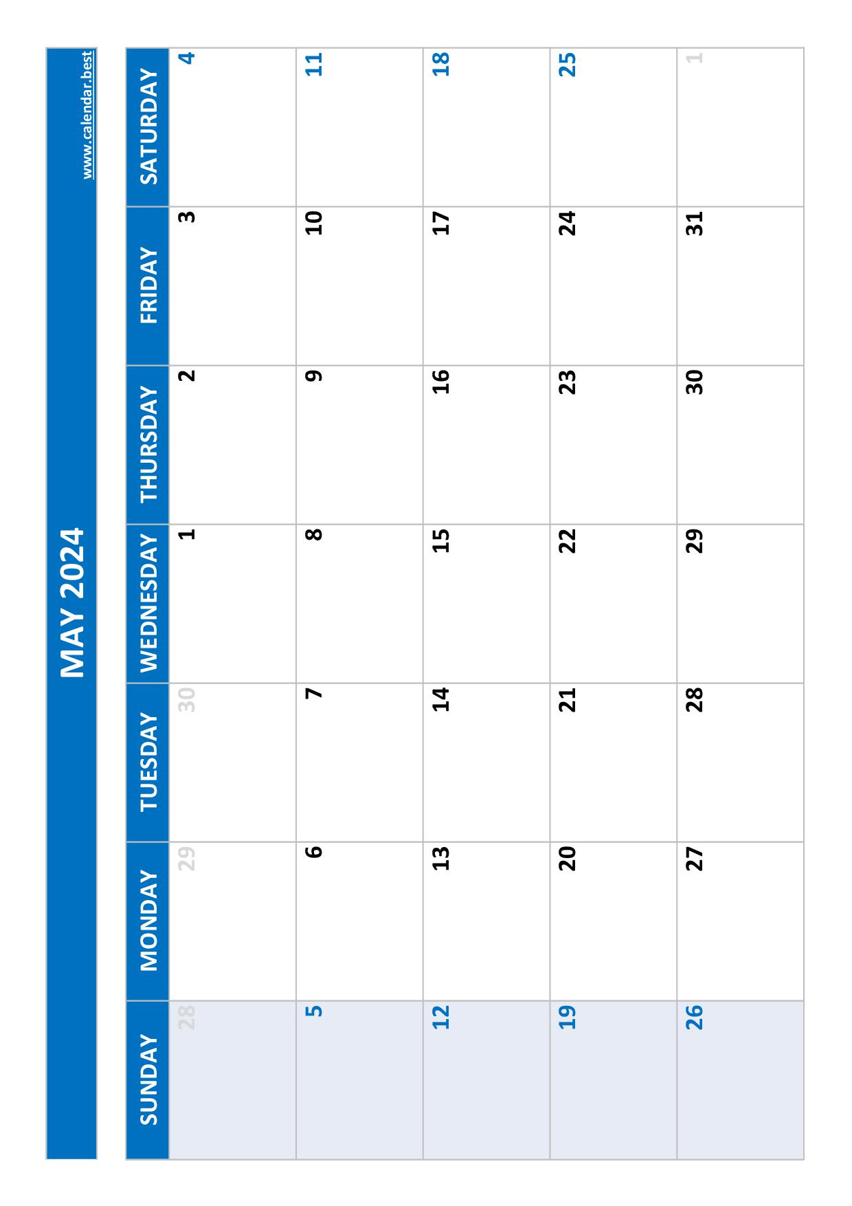 2024 Calendars by Month | Printable Calendar 2024