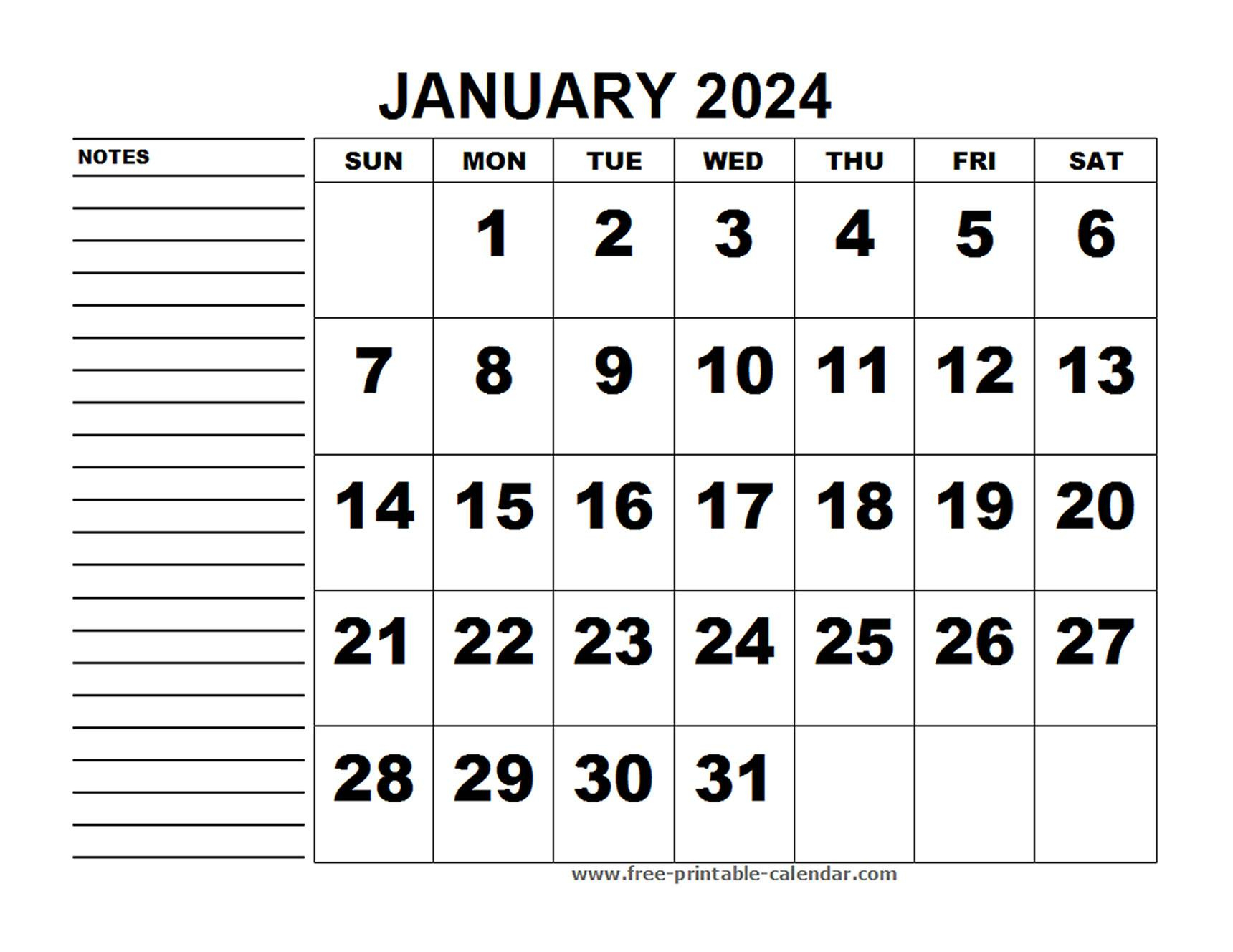 Printable Calendar January 2024 - Free-Printable-Calendar | Printable Calendar January 2024 Australia