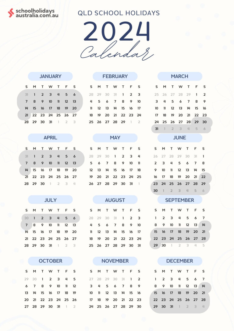 Qld School Holidays 2024 - Schoolholidaysaustralia.au | Printable Calendar 2024 Qld School