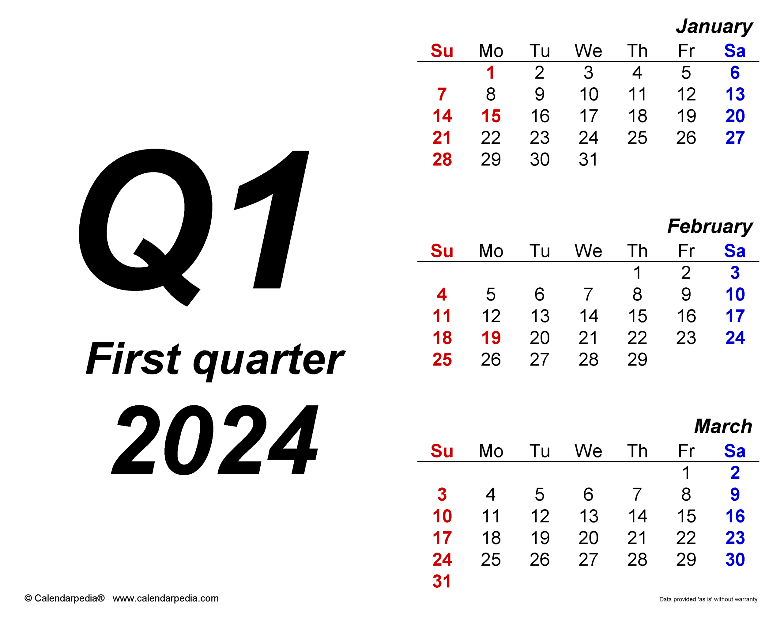 Quarterly Calendars 2024 - Free Printable Pdf Templates | 2024 Calendar Printable Quarterly