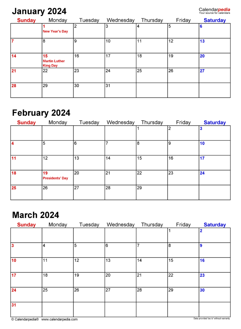 Quarterly Calendars 2024 - Free Printable Pdf Templates | 2024 Calendar Printable Quarterly