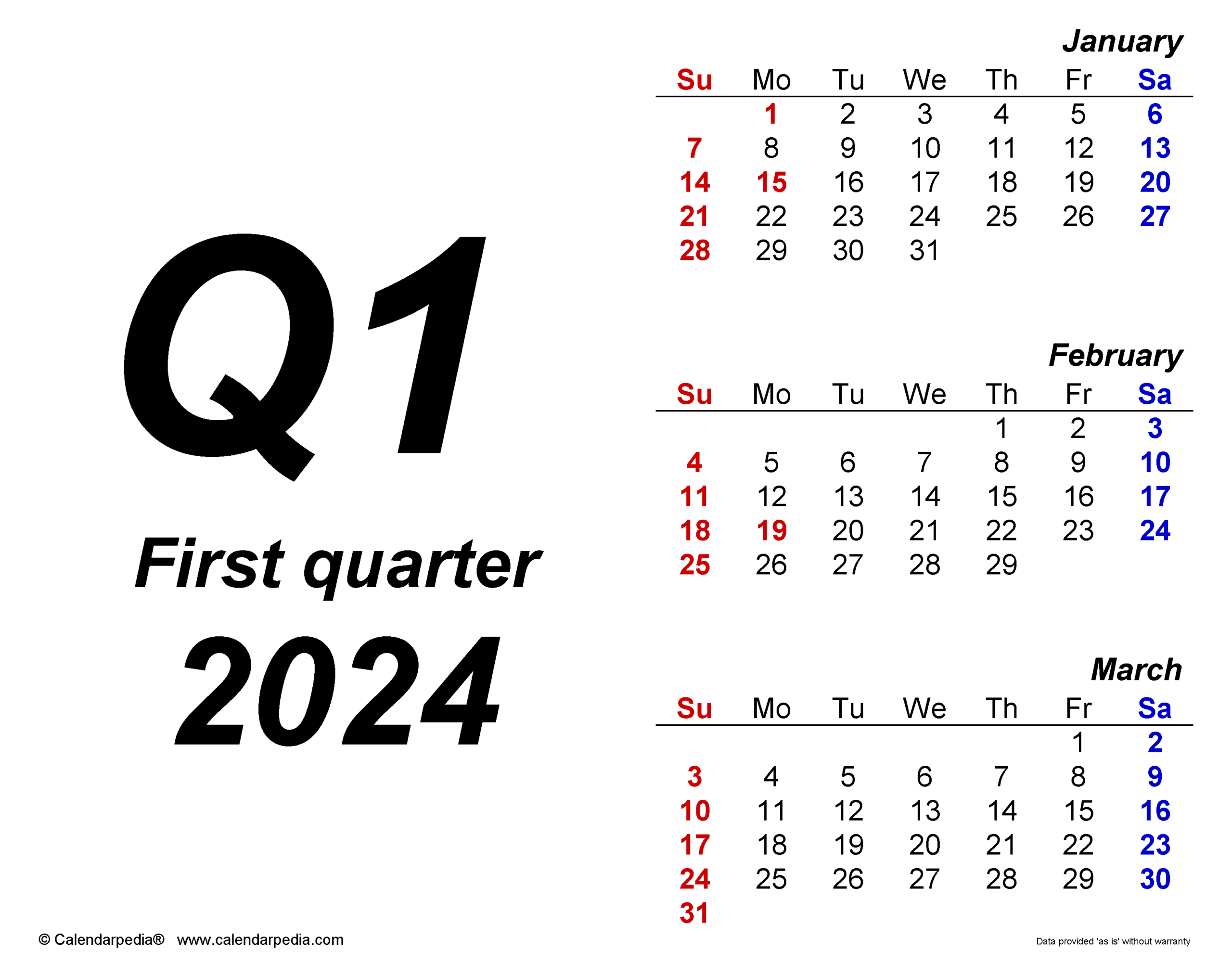 Quarterly Calendars 2024 - Free Printable Pdf Templates | Free Printable Quarterly Calendar 2024