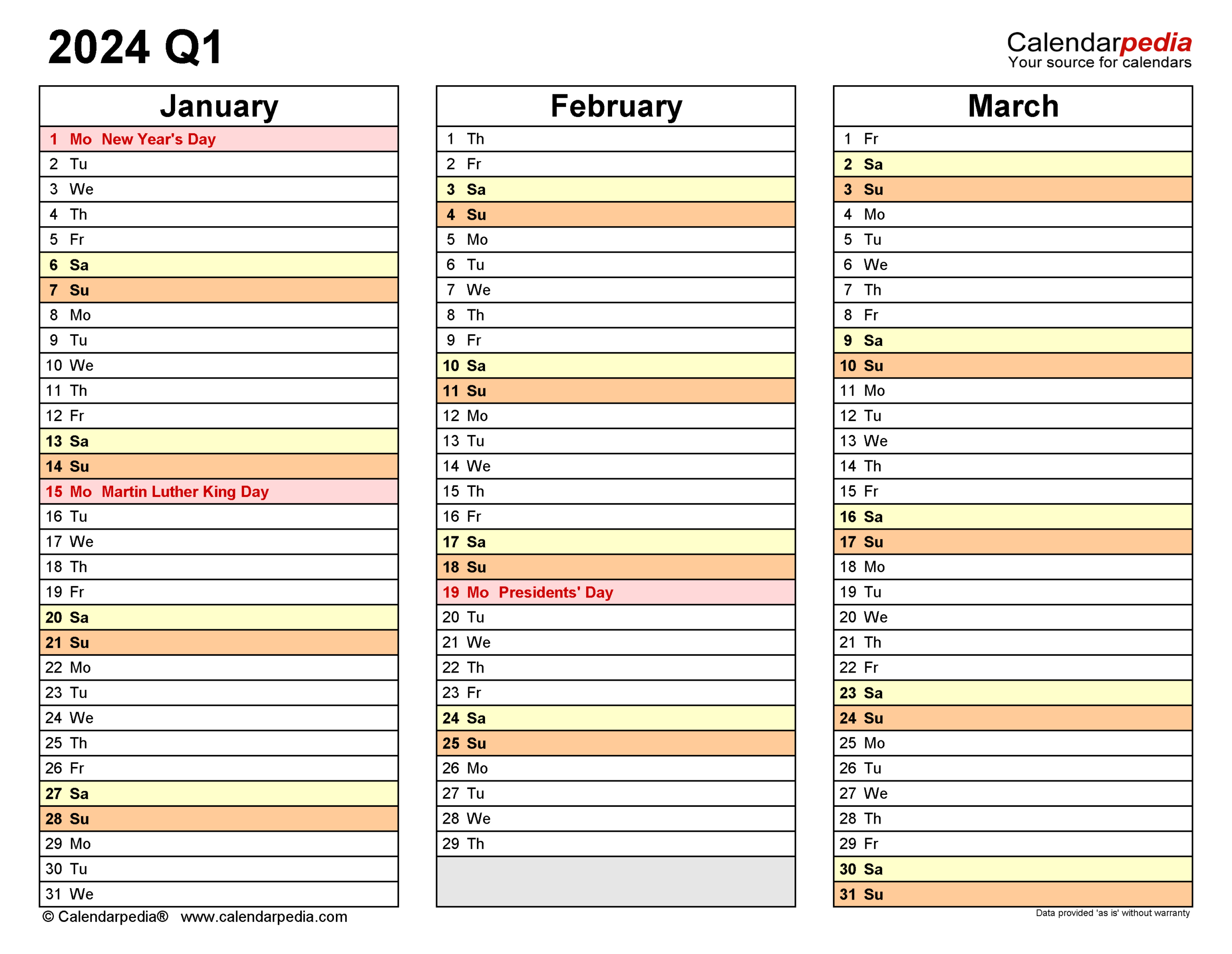 Quarterly Calendars 2024 - Free Printable Word Templates | Free Printable Calendar 2024 Quarterly