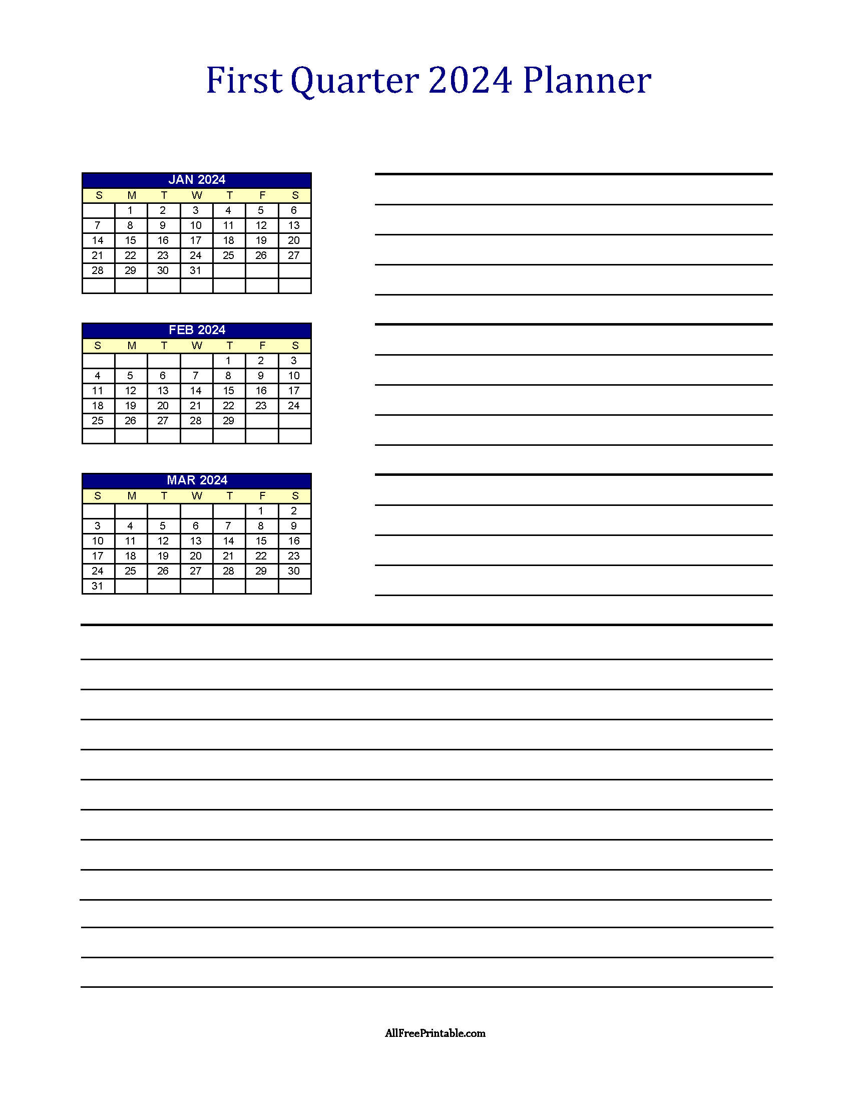 Quarterly Planner 2024 – Free Printable | Free Printable Quarterly Calendar 2024
