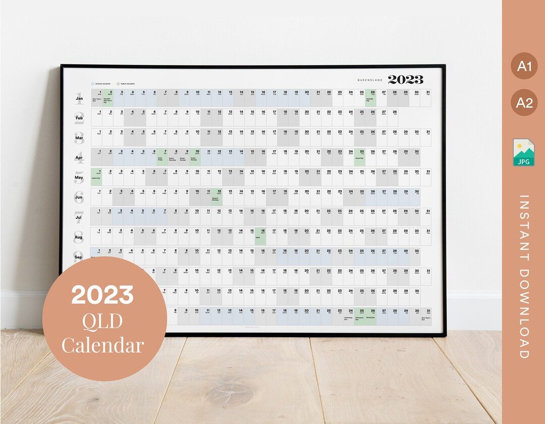Queensland Australia Calendar 2023 Wall Planner Includes - Etsy | Printable Calendar 2024 Qld School