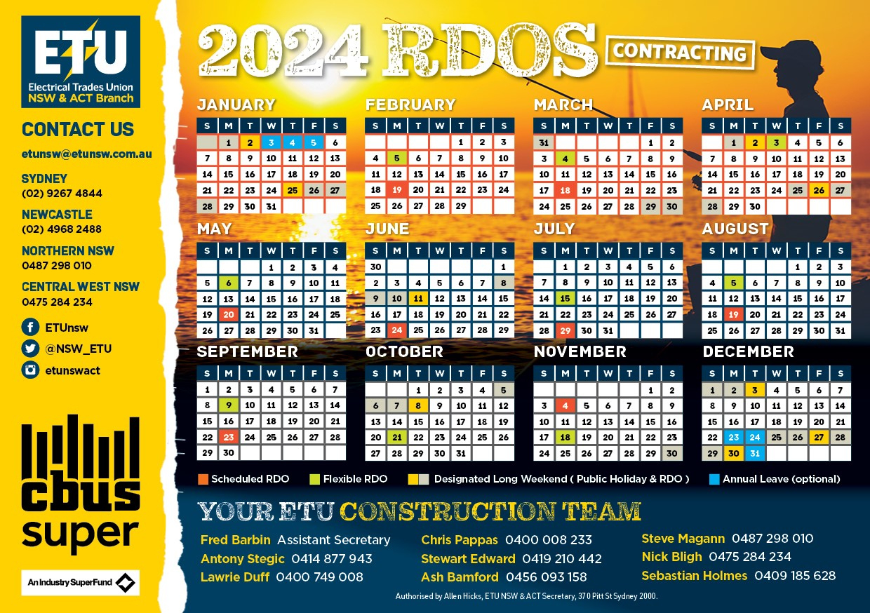 Rdo Calendar | Cfmeu Calendar 2024 Qld Printable Pdf