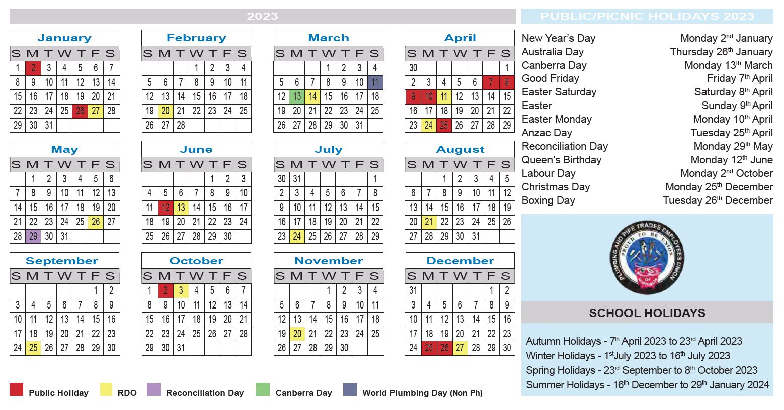 Cfmeu Calendar 2024 NSW Printable | Printable Calendar 2024