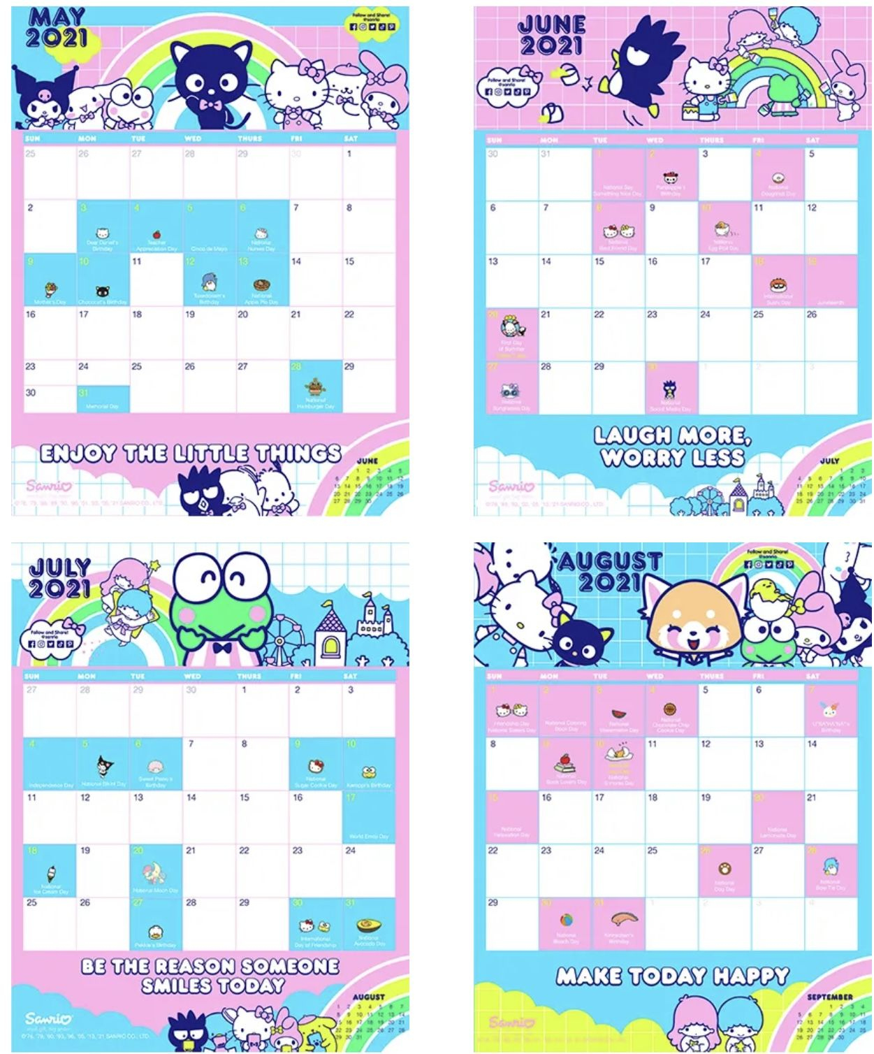 Sanrio Friend Of The Month | Sanrio, Hello Kitty, Calendar Printables | Hello Kitty Calendar 2024 Printable