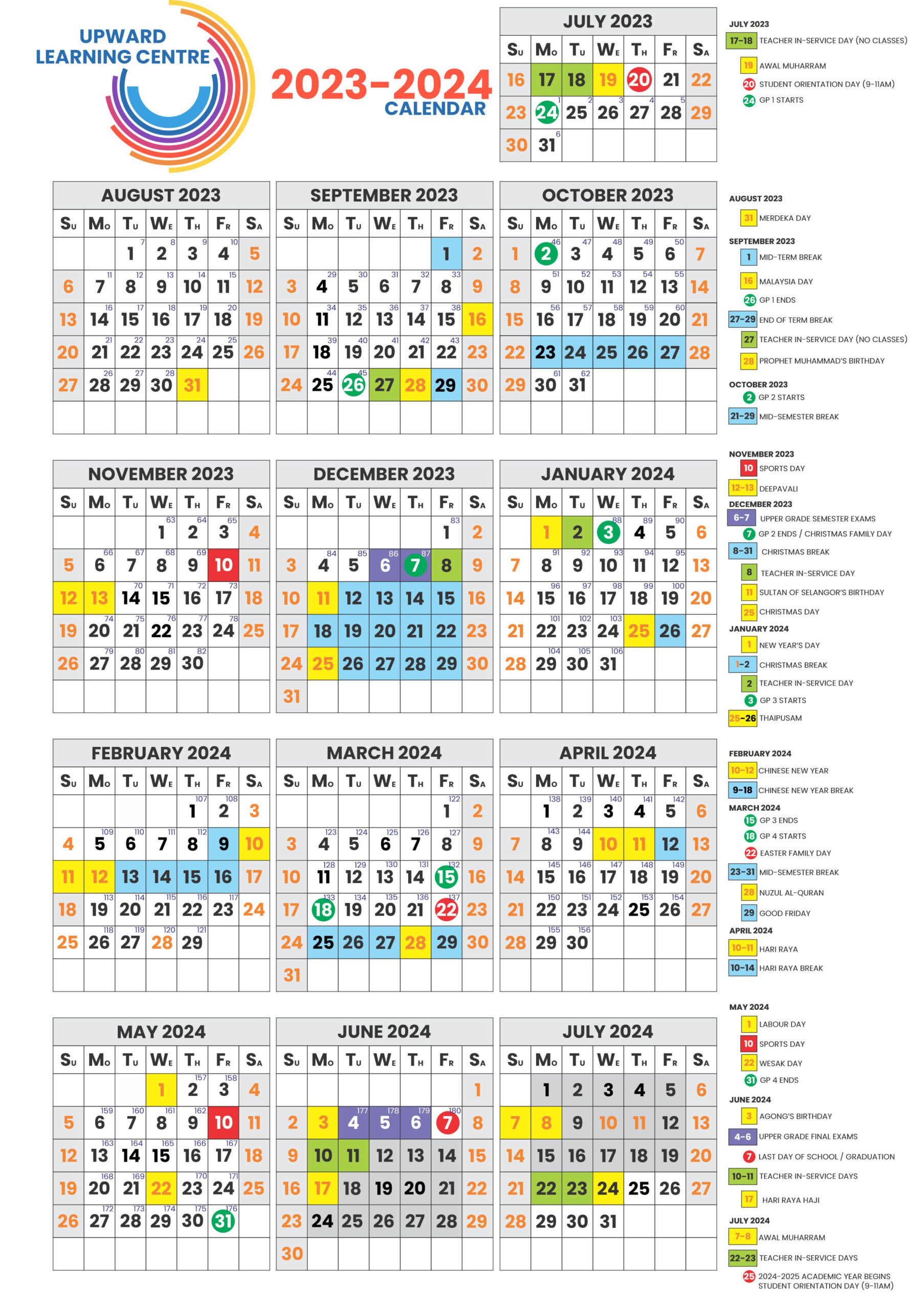School Calendar — Upward Learning | Year 2024 Calendar Malaysia