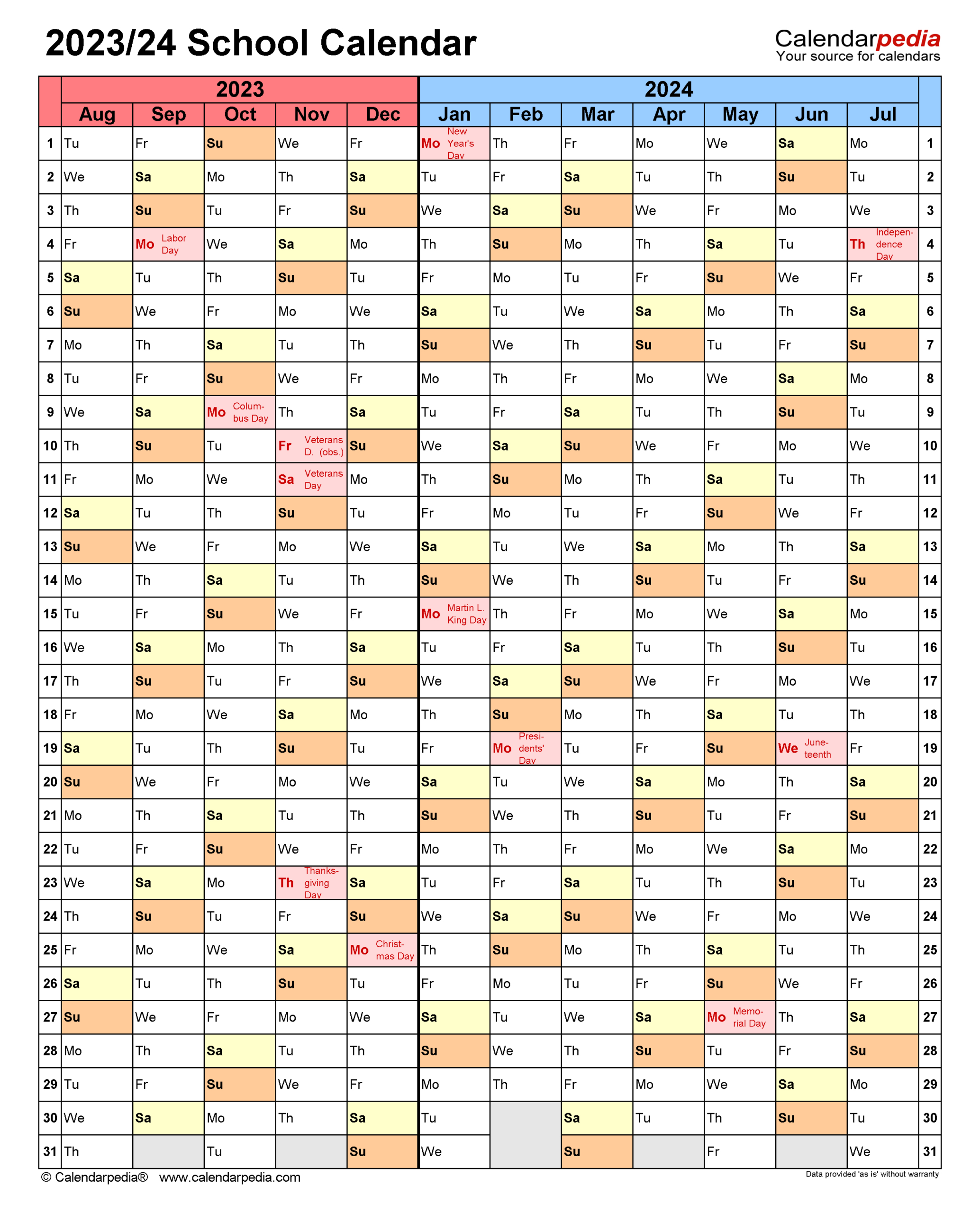 School Calendars 2023/2024 - Free Printable Pdf Templates | 2024 School Calendar Kenya Printable