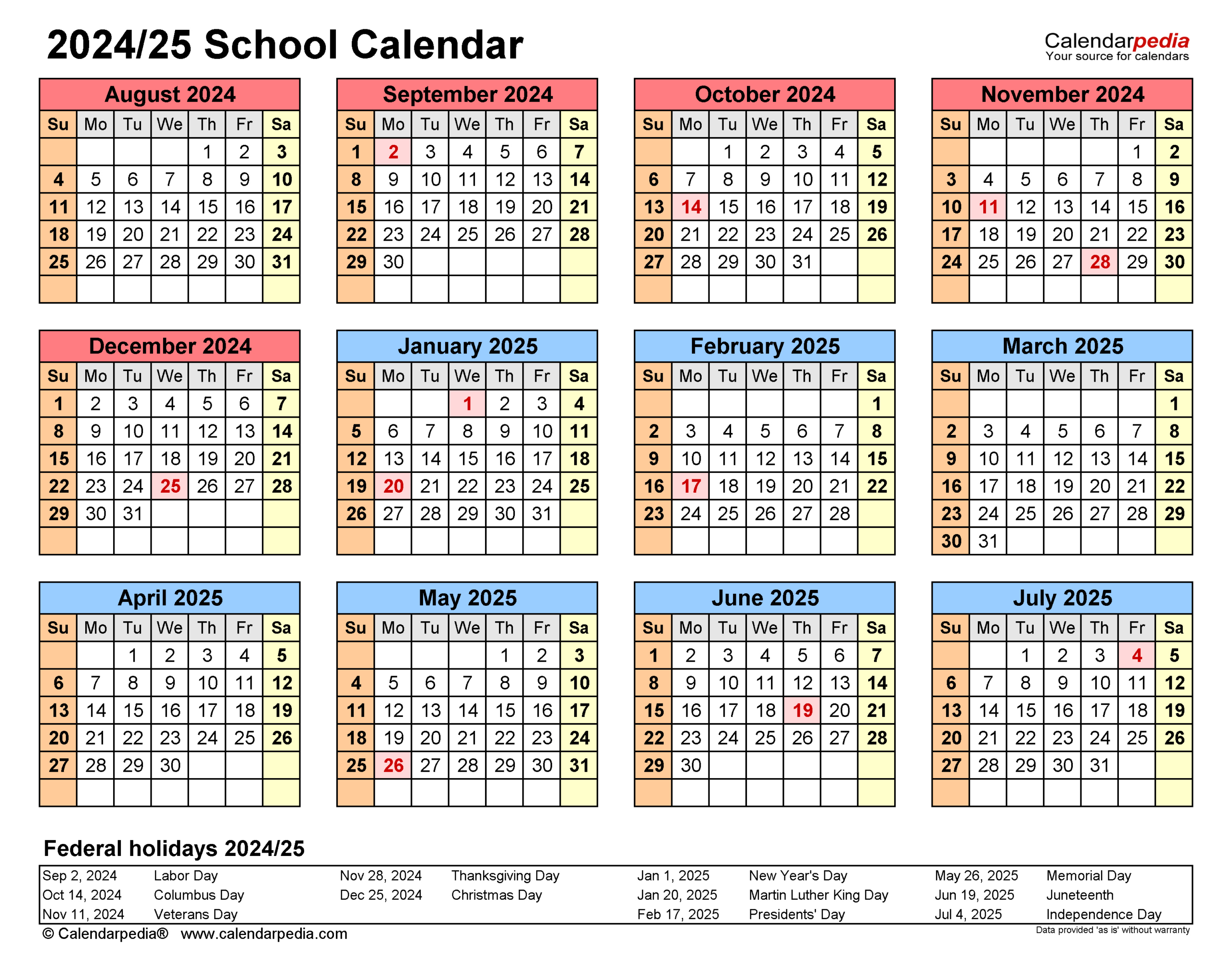 School Calendars 2024/2025 - Free Printable Excel Templates | Year 2024 School Calendar