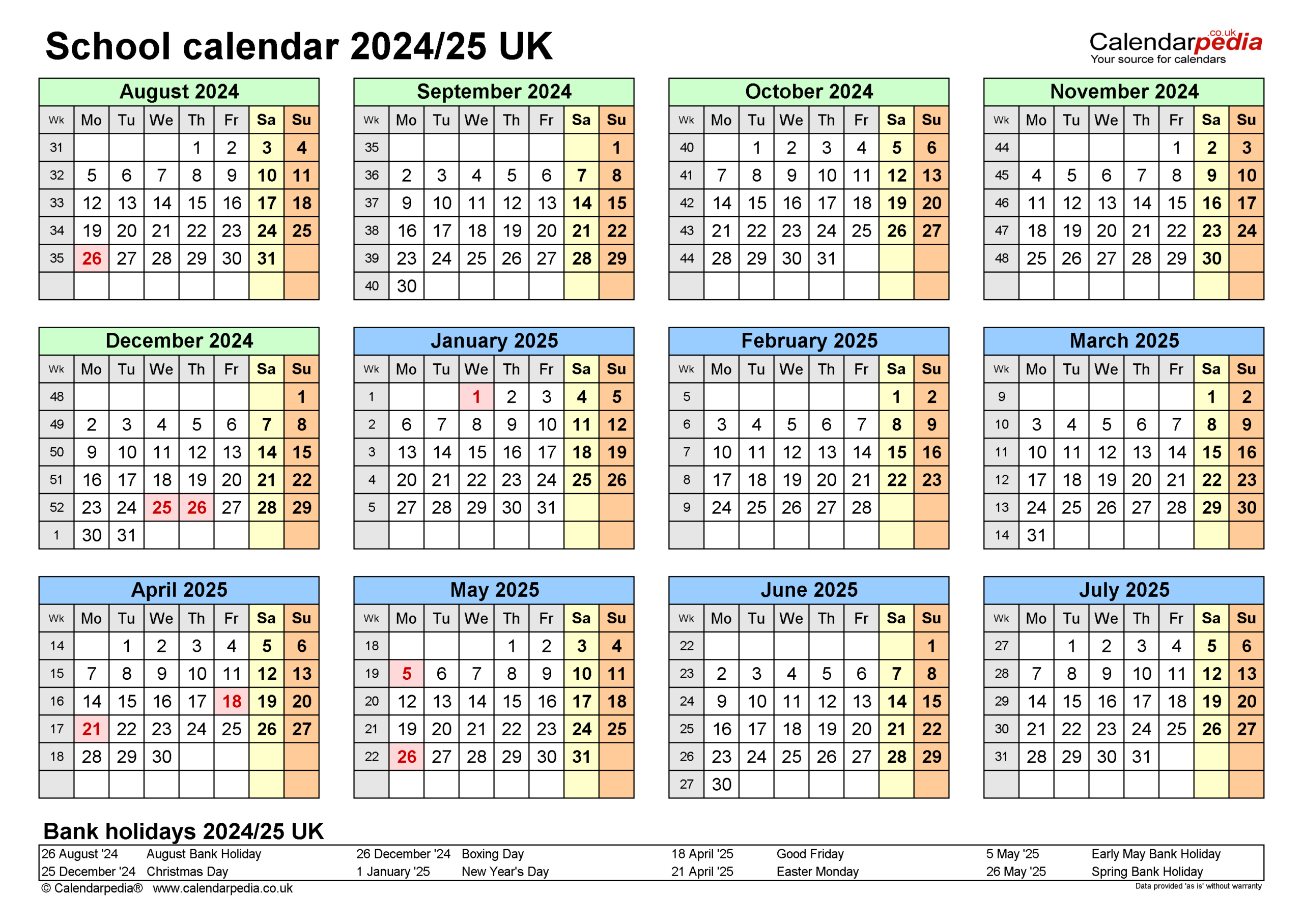 School Calendars 2024/25 Uk - Free Printable Word Templates | 2024 Calendar Printable Uk Word