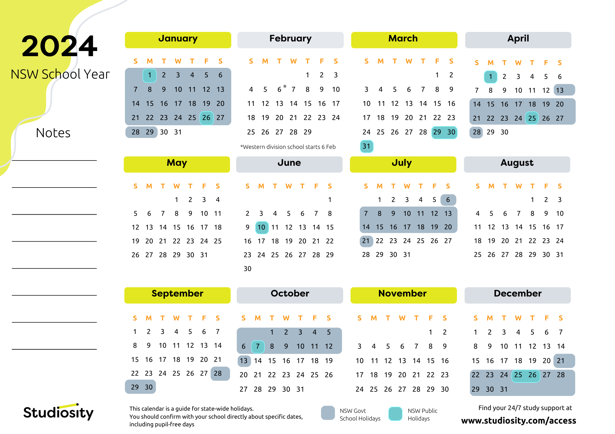 School Terms And Public Holiday Dates For Nsw In 2024 | Studiosity | Printable Calendar 2024 Nsw School Holidays
