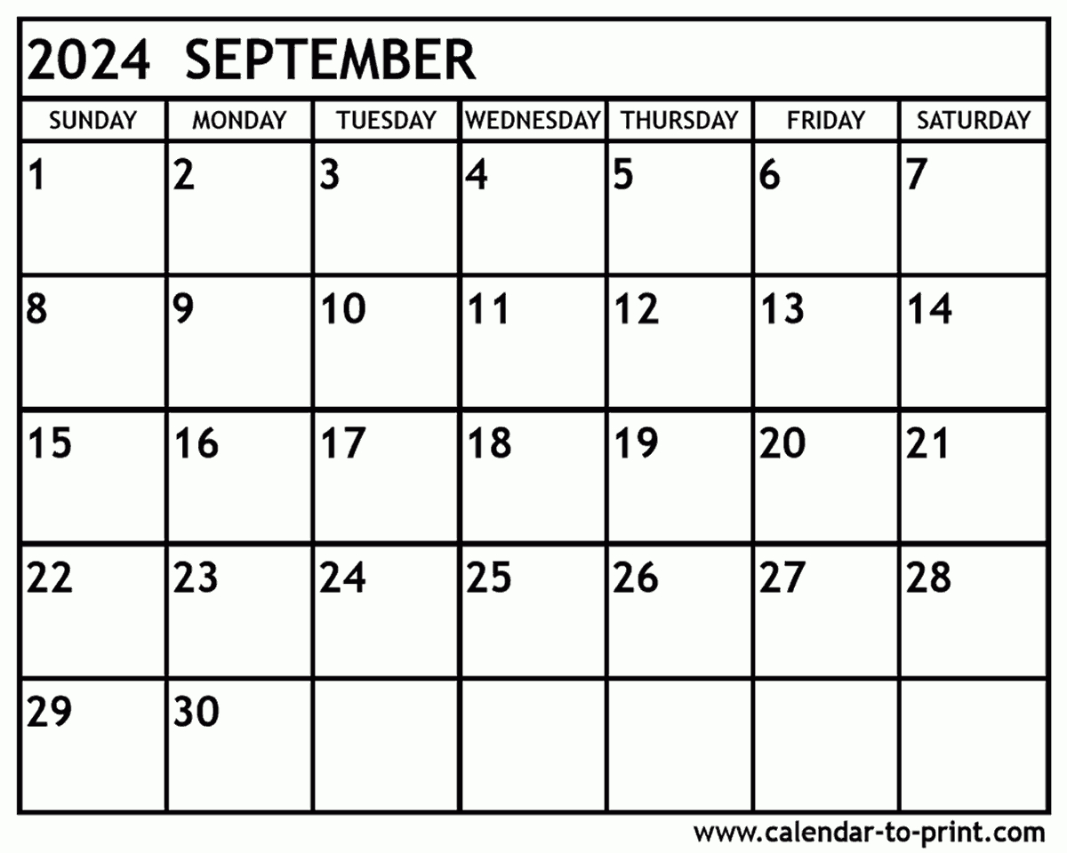 September 2024 Calendar Printable | Calendar September 2024 Printable