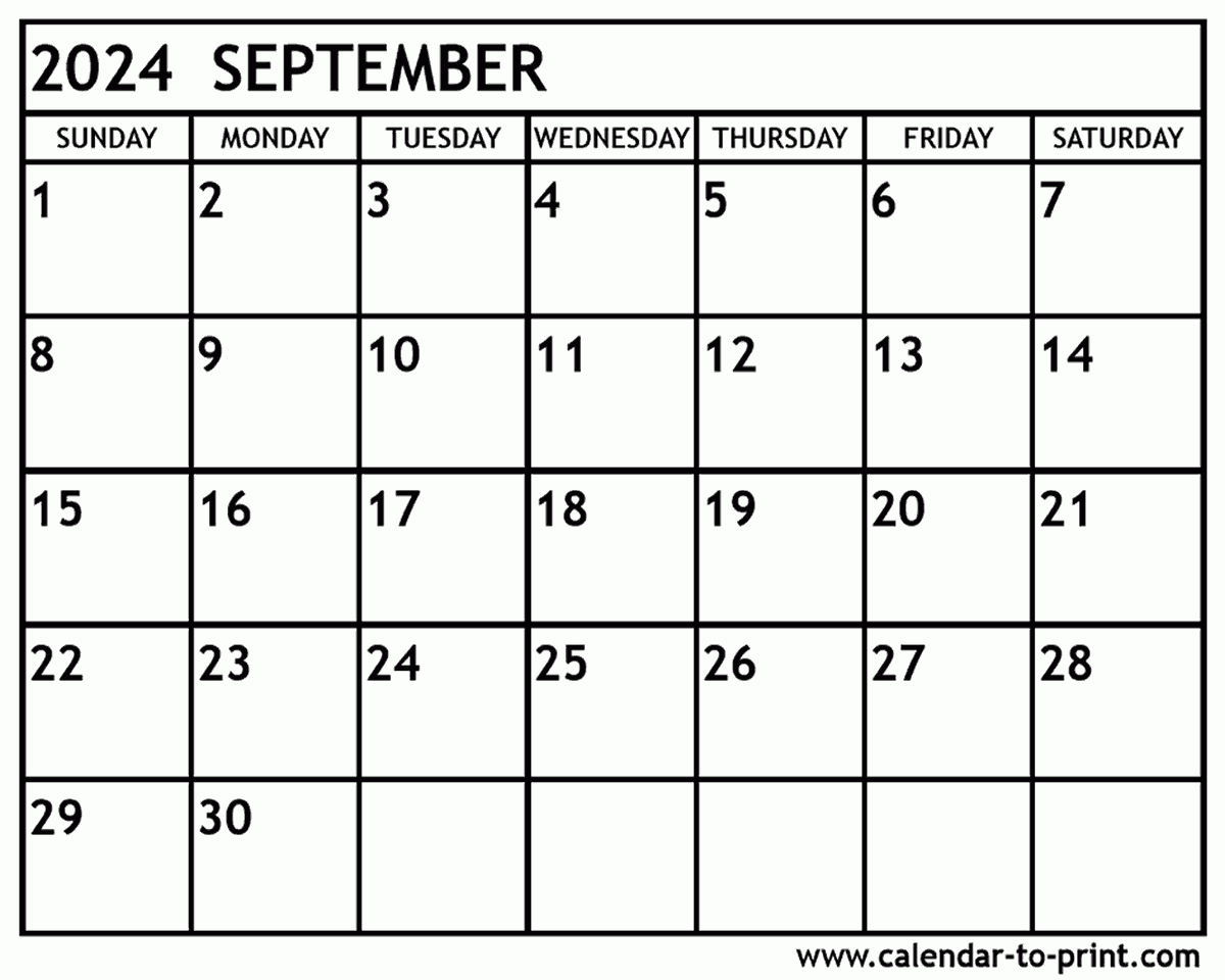 September 2024 Calendar Printable | Printable Calendar 2024 September
