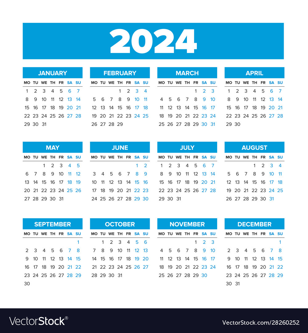 2024 Calendar Printable Monday Start PDF | Printable Calendar 2024