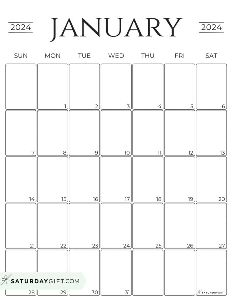 Simple Calendar Template 2024 - Free Printable Vertical Calendar | January 2024 Calendar Printable Vertical