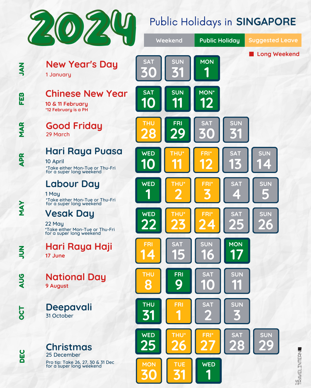 Singapore Public Holidays Cheatsheet — Maximise Your Leave For 10 | Printable Calendar 2024 Singapore Public Holiday