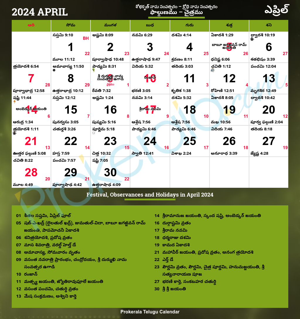 Telugu Calendar 2024 | Andhra Pradesh &Amp;Amp;Amp; Telangana Festivals | 2024 Year Telugu Calendar