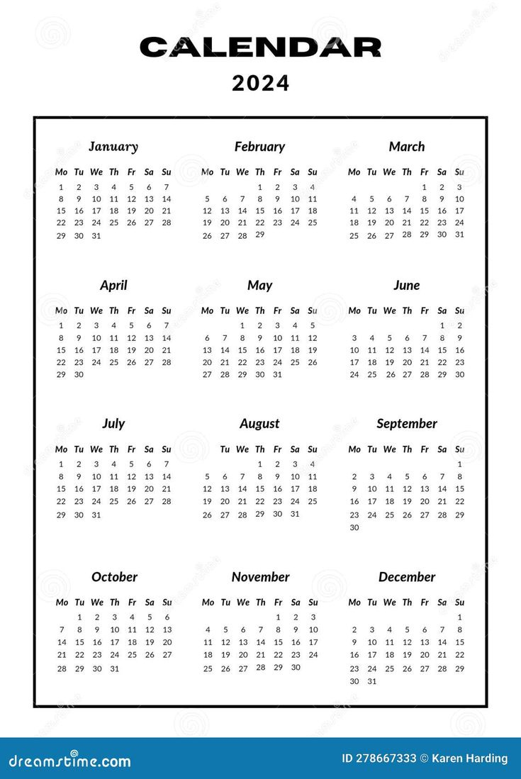 The Image Presents A Comprehensive 2024 Calendar, Displaying All | Printable Calendar 2024 All Months