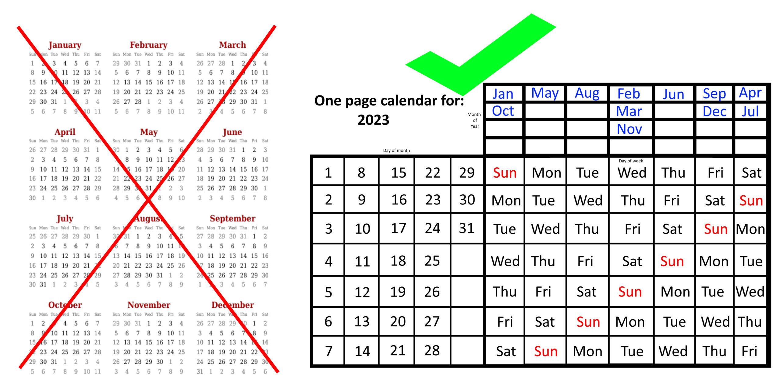 The Simple, One-Page Calendar That Lasts All Year - Big Think | Calendar Years Same As 2022