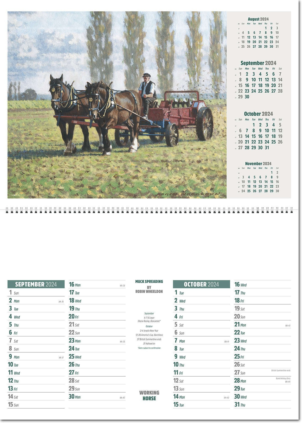 The Working Horse Postage Saver Calendar 2024 - Rose Calendars | Horse Racing Calendar 2024 Printable