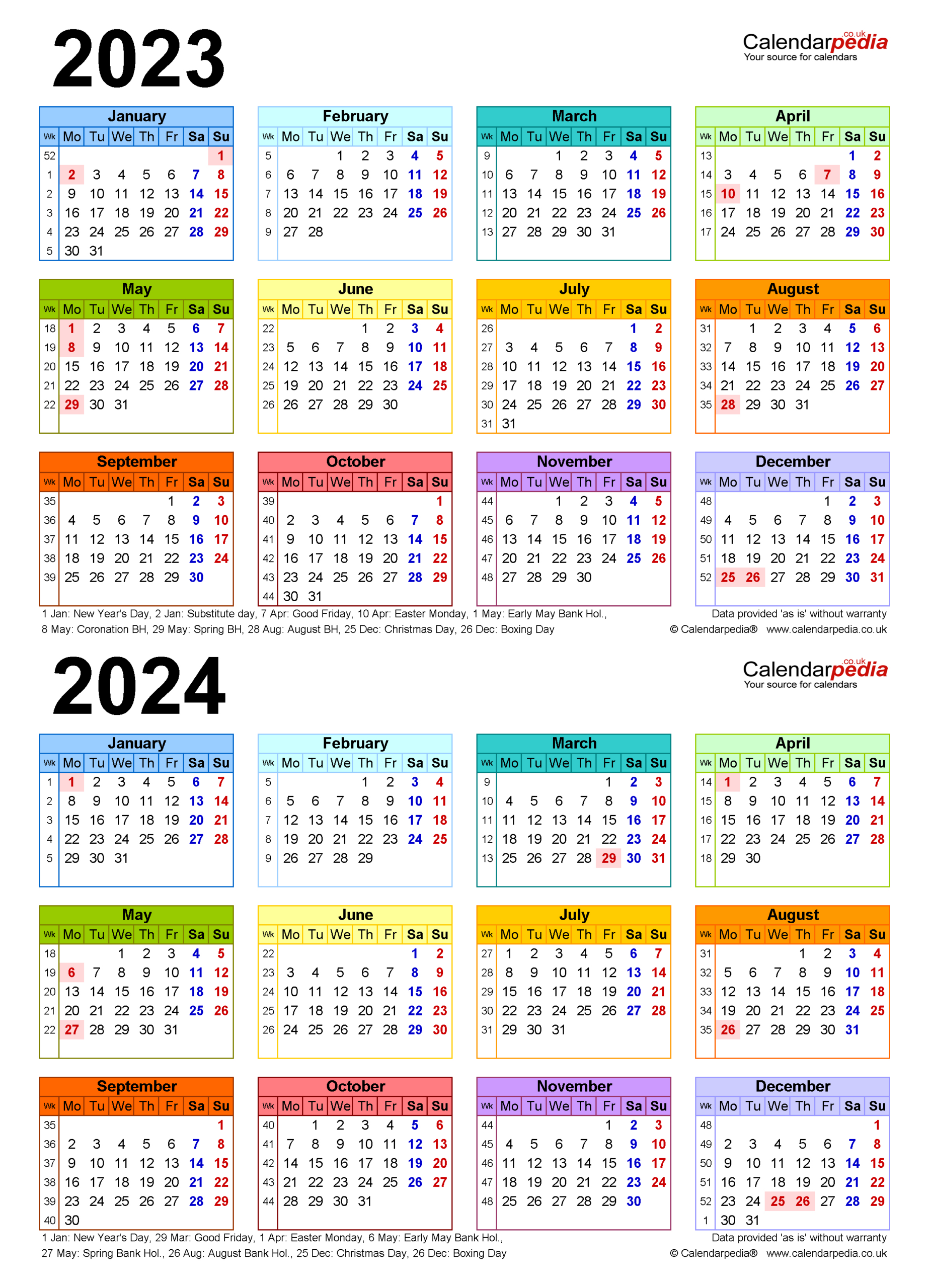 Two Year Calendars For 2023 &Amp;Amp;Amp; 2024 (Uk) For Pdf | Yearly Calendar 2023 And 2024