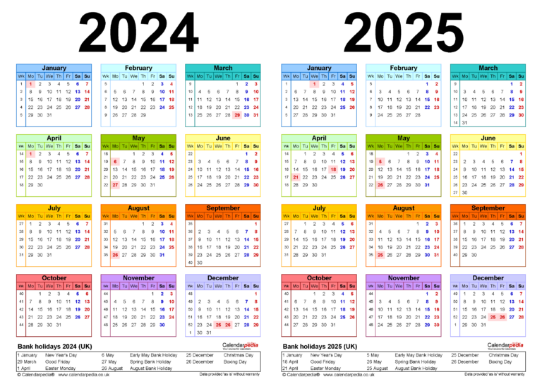 Two Year Calendars For 2024 &amp; 2025 (Uk) For Excel | Printable Calendar April 2024 to March 2025