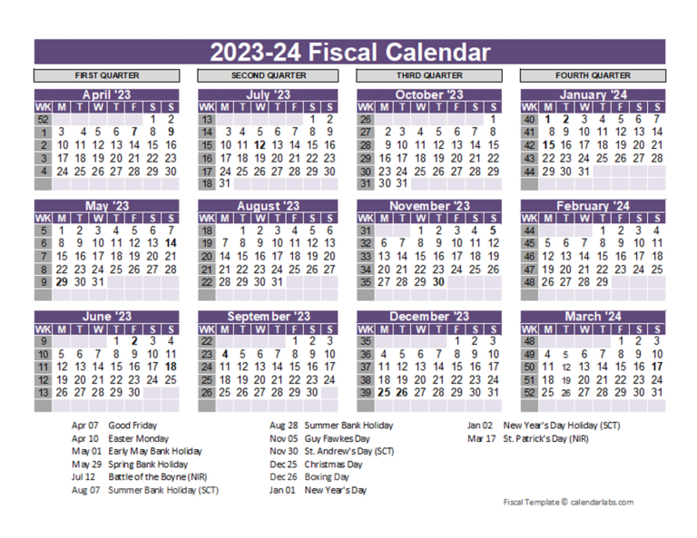 Uk Fiscal Calendar Template 2023-2024 - Free Printable Templates | 2024 Calendar Printable Calendarlabs