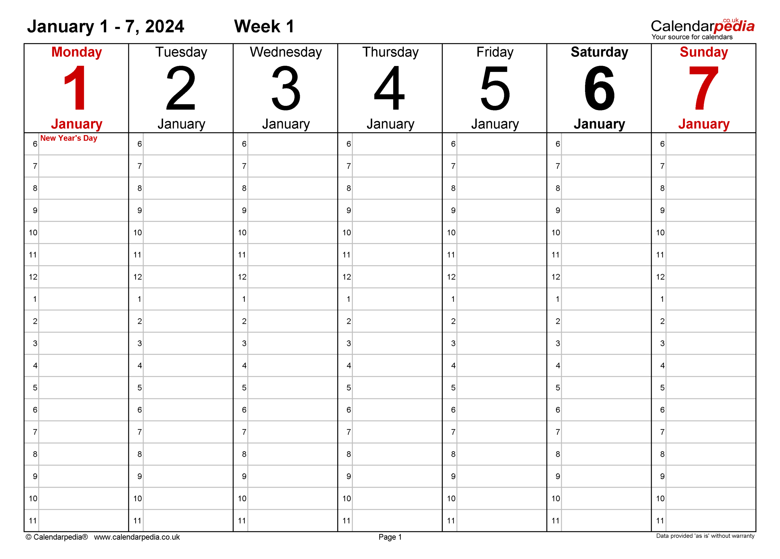 Weekly Calendar 2024 Uk - Free Printable Templates For Pdf | Calendar 2024 Printable Weekly