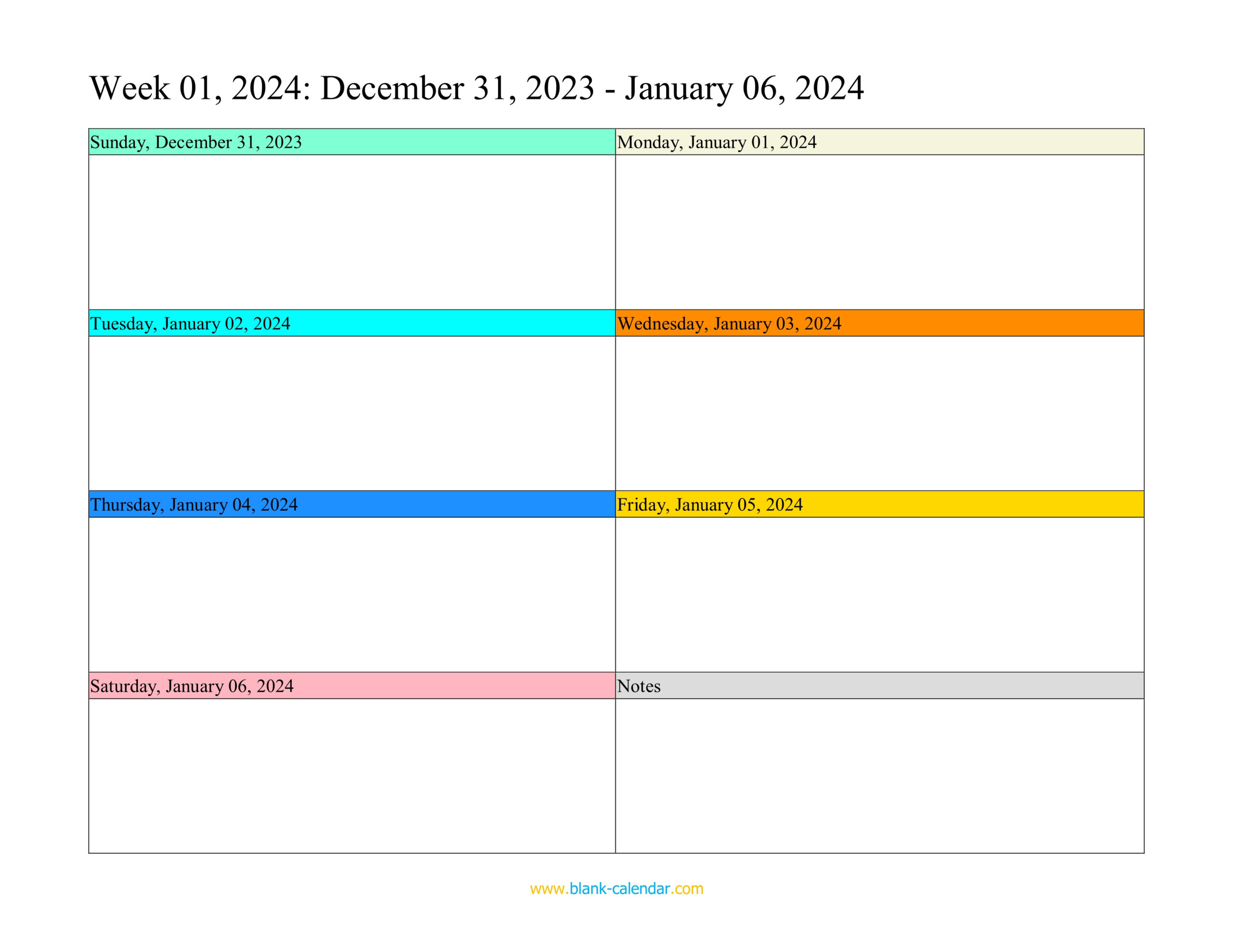 Weekly Calendar 2024 (Word, Excel, Pdf) | Calendar 2024 Printable Weekly