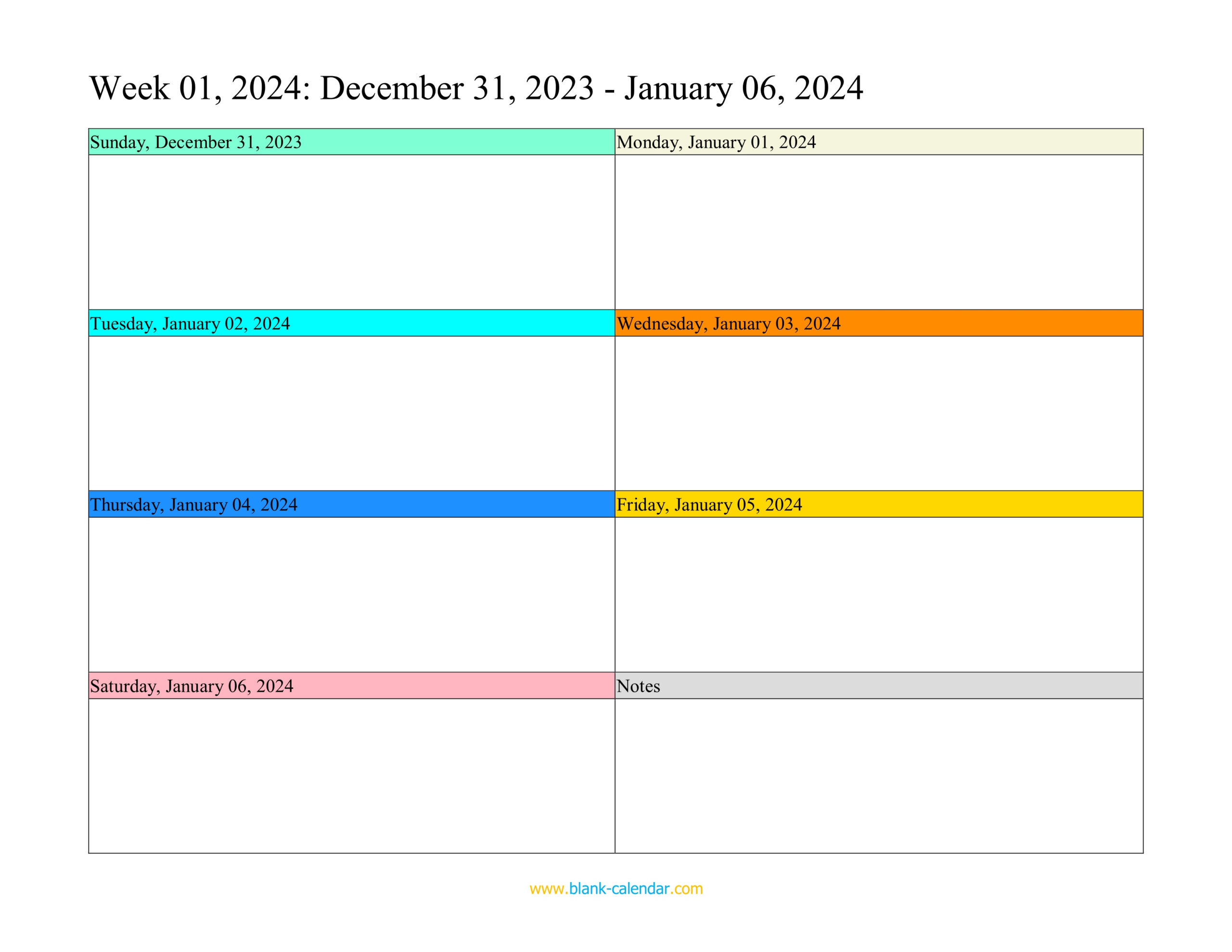 Weekly Calendar 2024 (Word, Excel, Pdf) | Printable Calendar 2024 Weekly