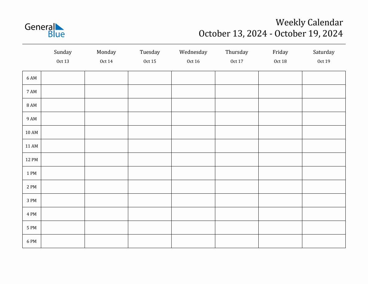Weekly Calendar - (Pdf, Word, Excel) - General Blue | Printable Calendar 2024 General Blue