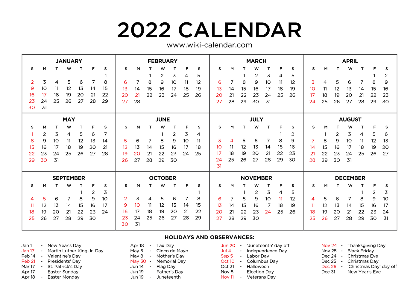 Year 2024 Calendar Printable With Holidays - Wiki Calendar | 2024 Yearly Calendar Printable With Holidays