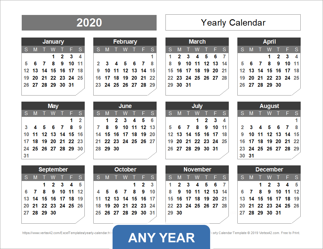Yearly Calendar Template For 2023 And Beyond | 2024 Calendar Printable Vertex