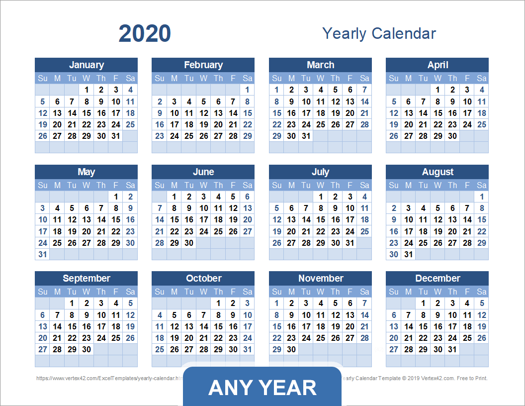 Yearly Calendar Template For 2023 And Beyond | Vertex Yearly Calendar 2024