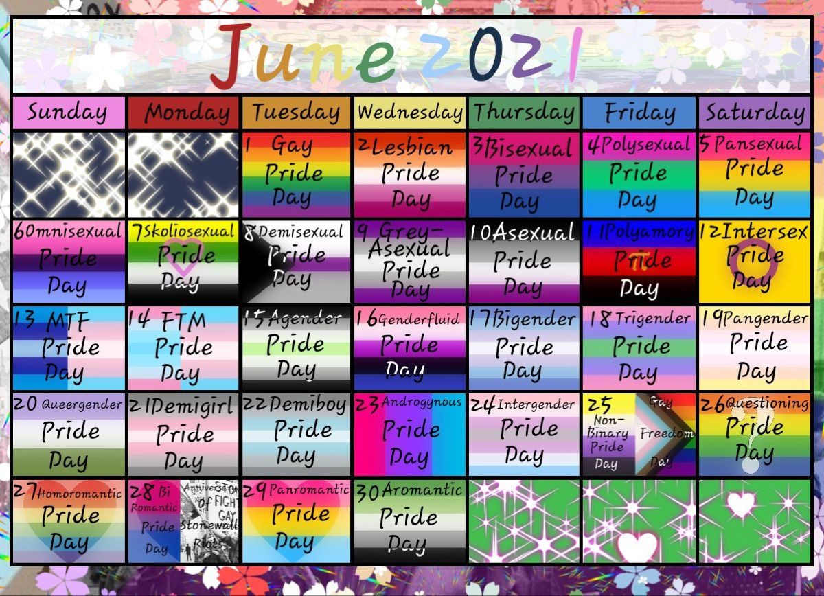 2021 Pride Month Calender | Pride Day, Pride Month Calendar | June Lgbt Pride Month Calendar