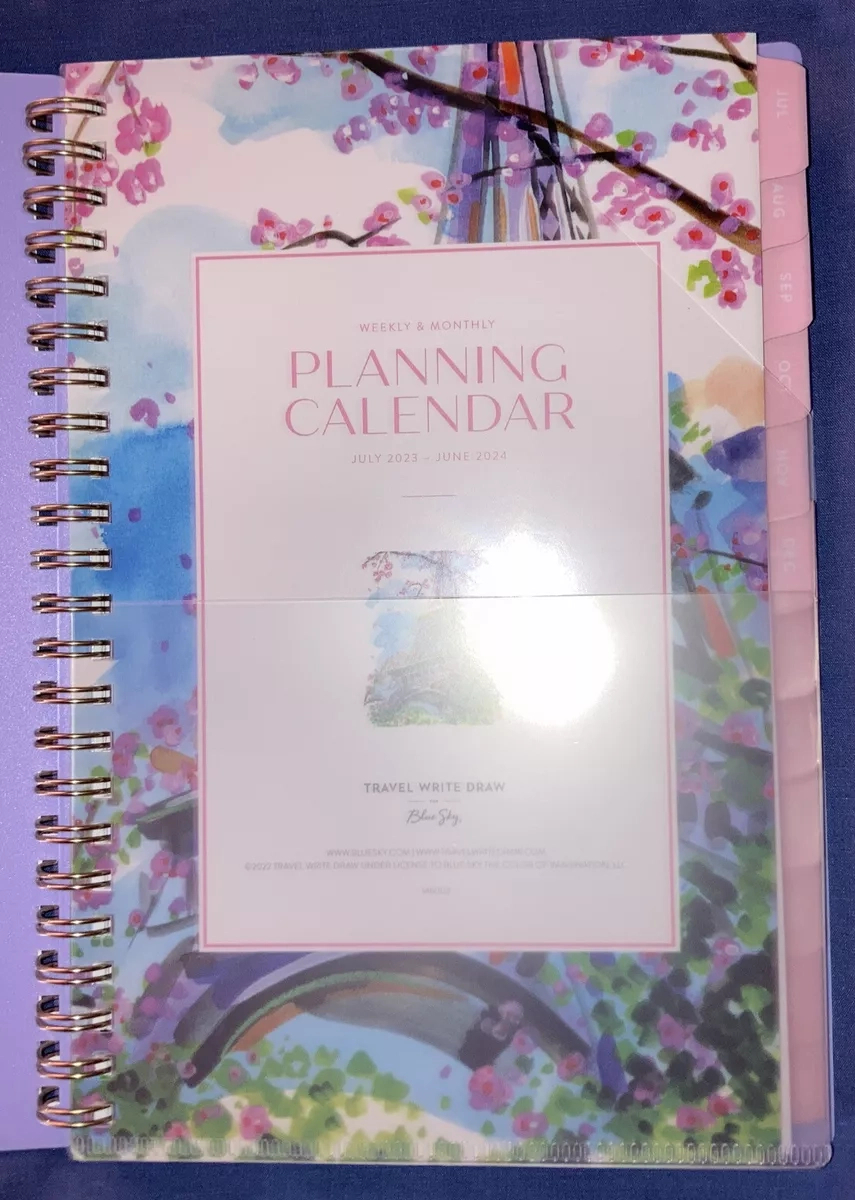 2023-2024 Blue Sky Lavender Weekly/Monthly Academic Planner (5 X 8 | Blue Sky Calendar July 2024 June 2024