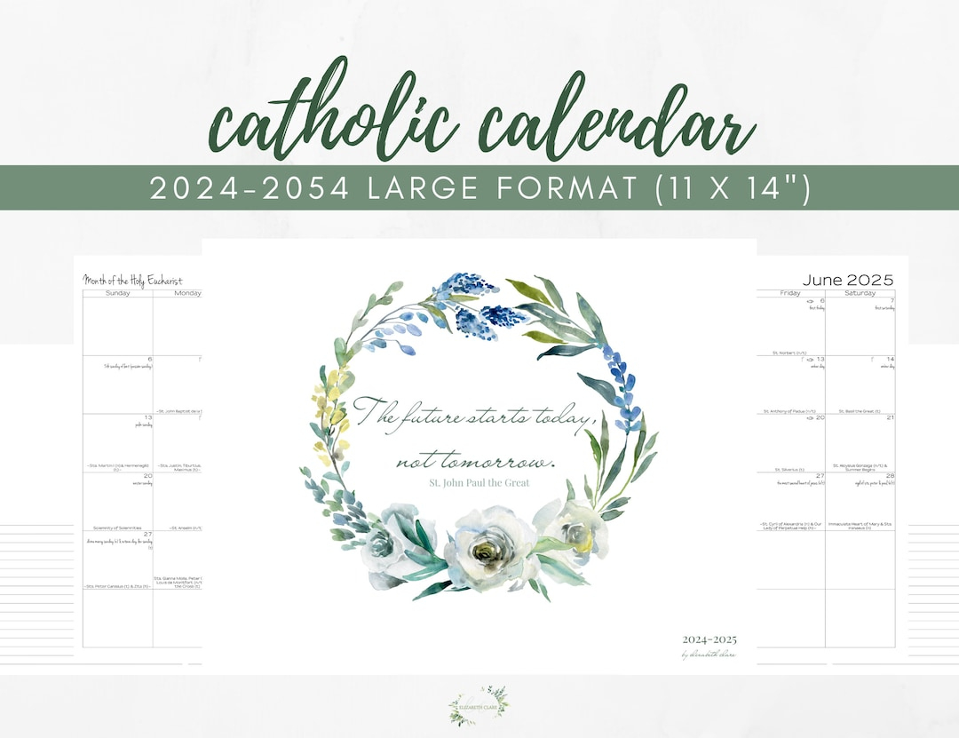 2024-2025 Large Format Catholic Calendar Academic Printable 11 X | Catholic Calendar For June 2024