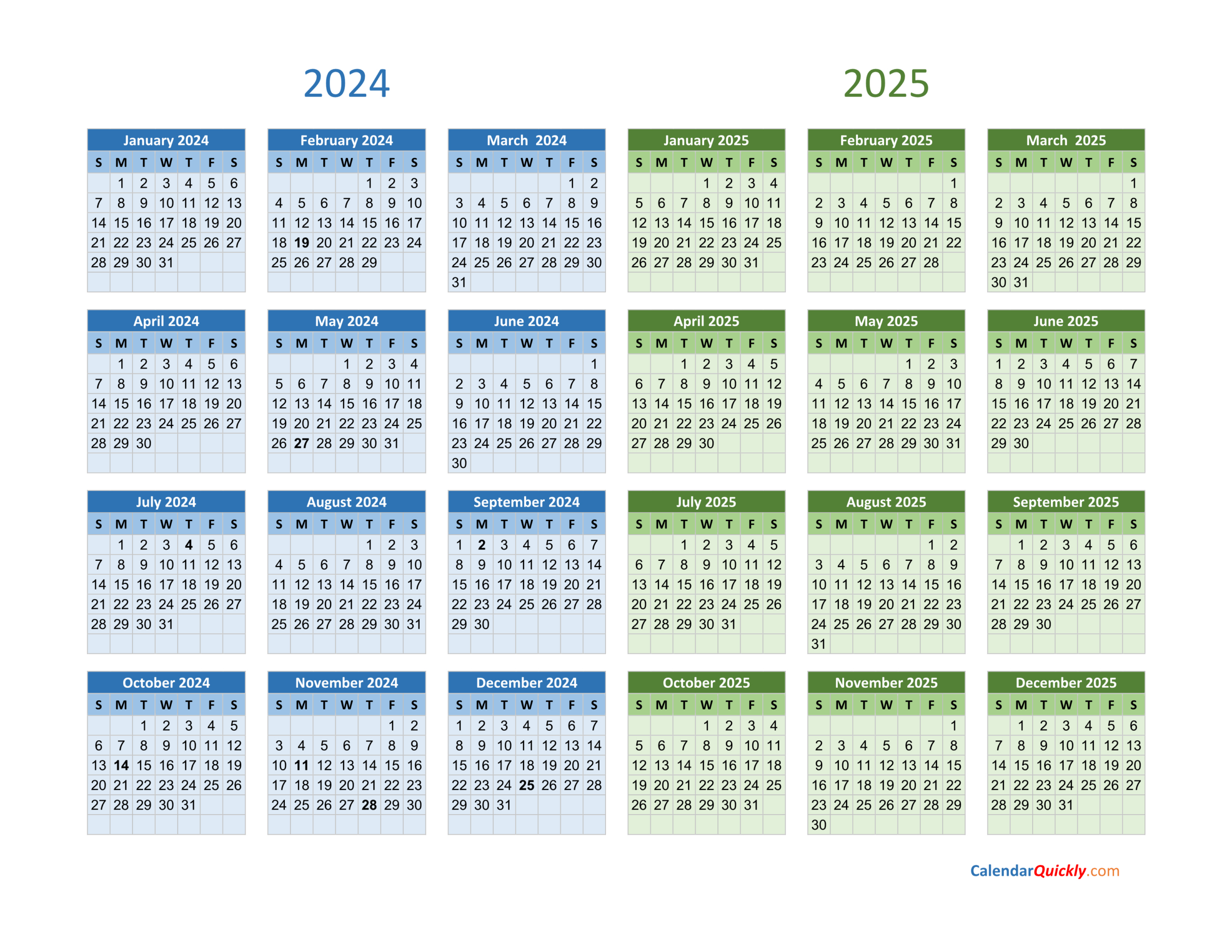 2024 And 2025 Calendar | Calendar Quickly | August 2024 - June 2025 Calendar Printable