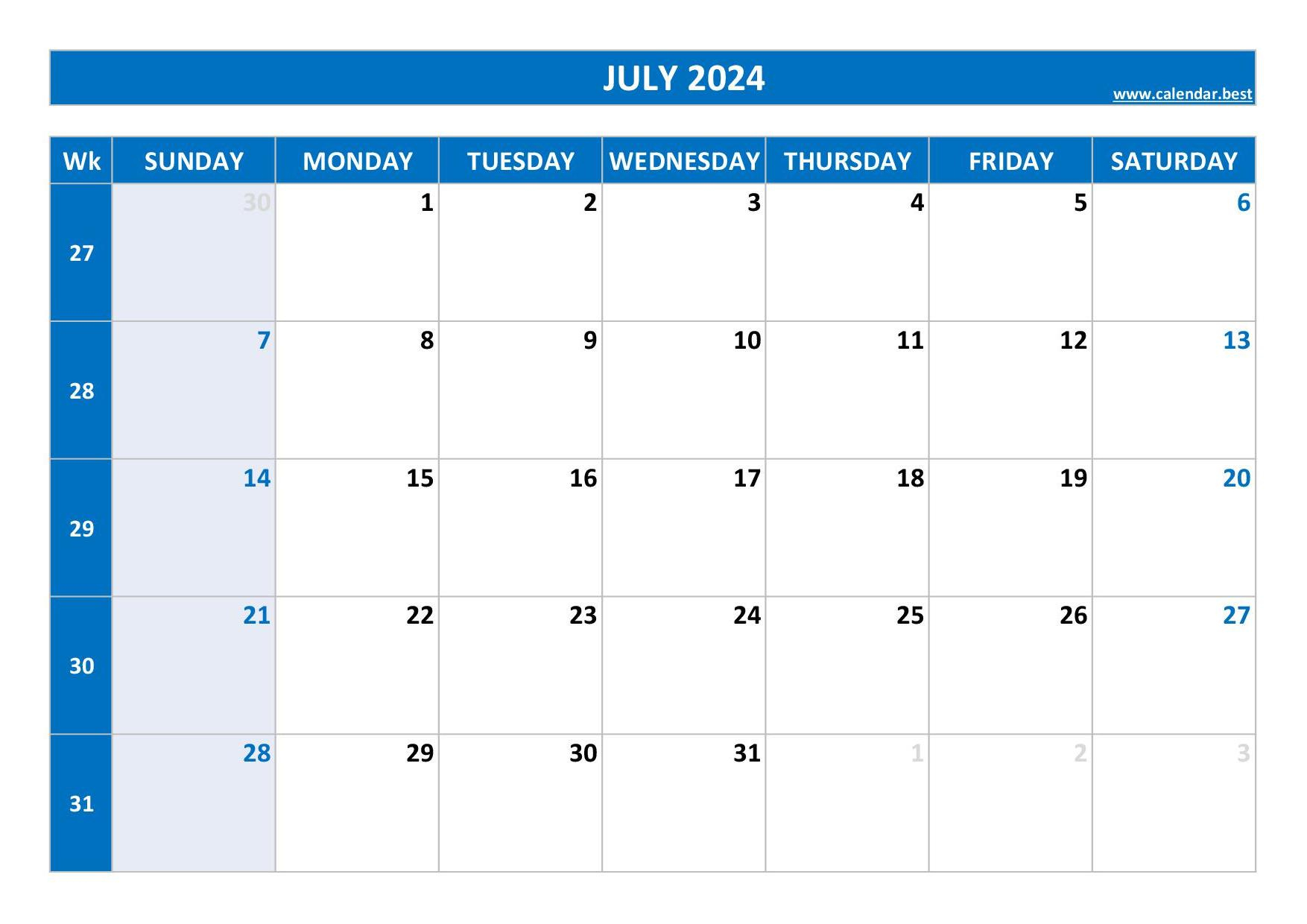 2024 Calendar With Week Numbers (Us And Iso Week Numbers) | June 2024 - May 2025 Calendar