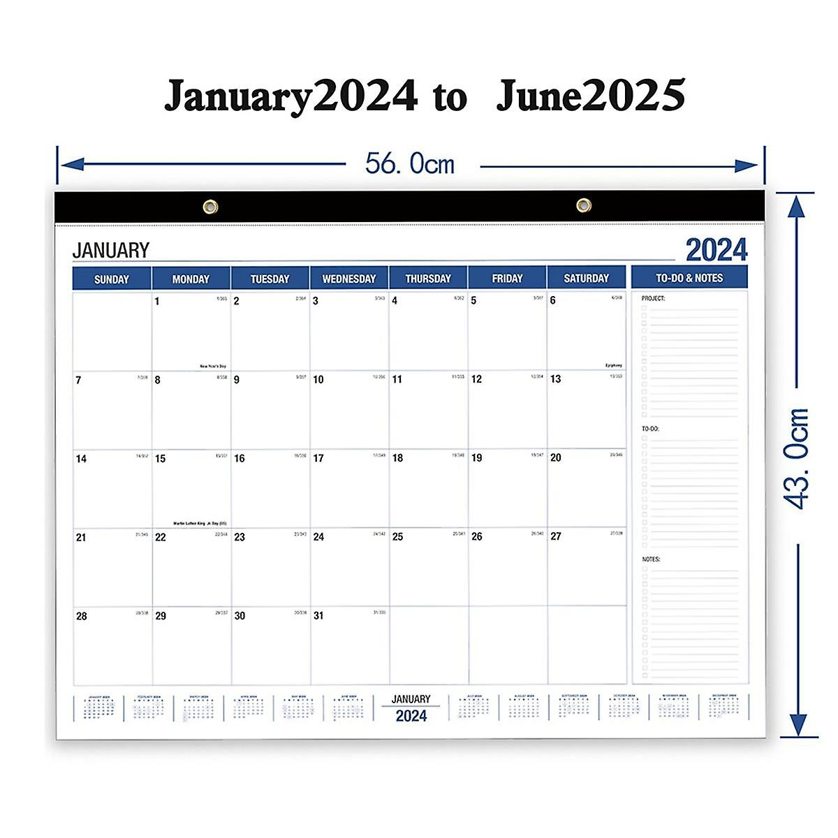 22In X 17In Desk Calendar 2024 From January 2024 To June 2025 | January 2024 To June 2025 Calendar