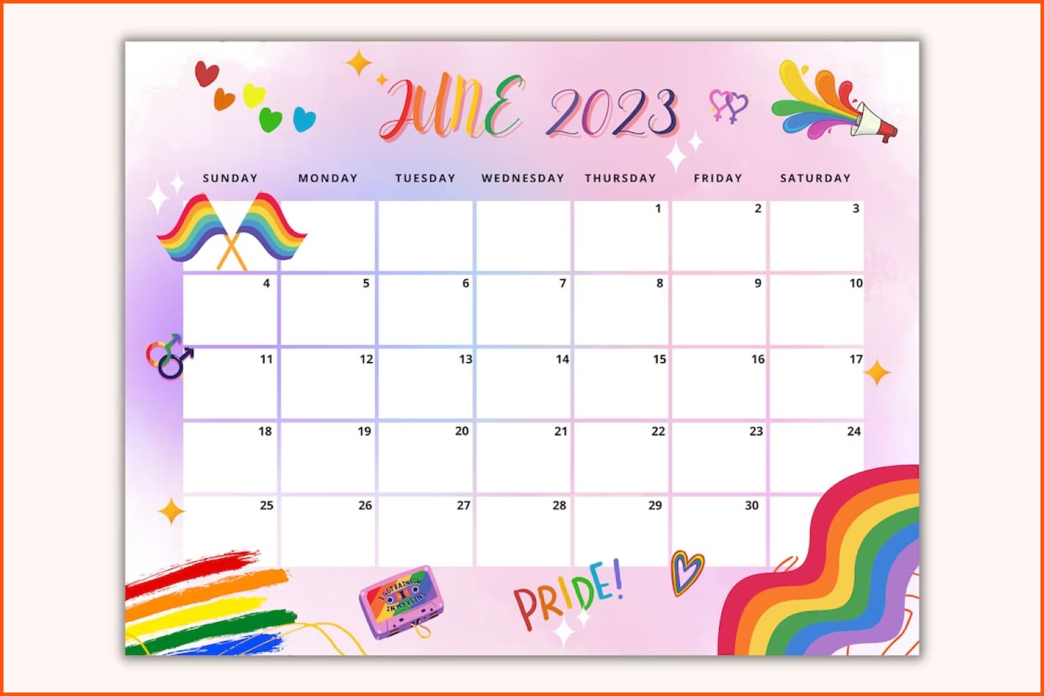 40+ Best June Calendars For 2022 | June Lgbt Pride Month Calendar 2024