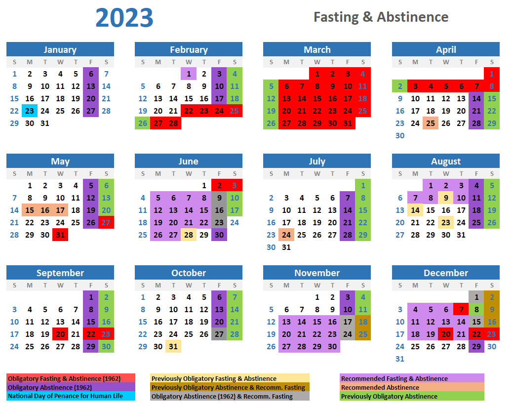 A Catholic Life: 2023 Traditional Catholic Fasting And Abstinence | June 11 2024 Catholic Calendar