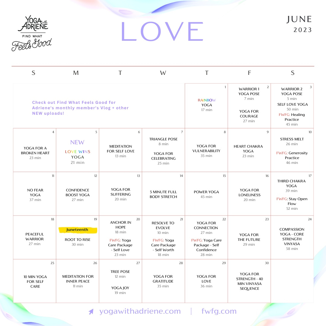 Adriene Mishler On X: &amp;quot;June. ⁠A Month To Expand Our Minds And Open | Yoga With Adriene June Calendar