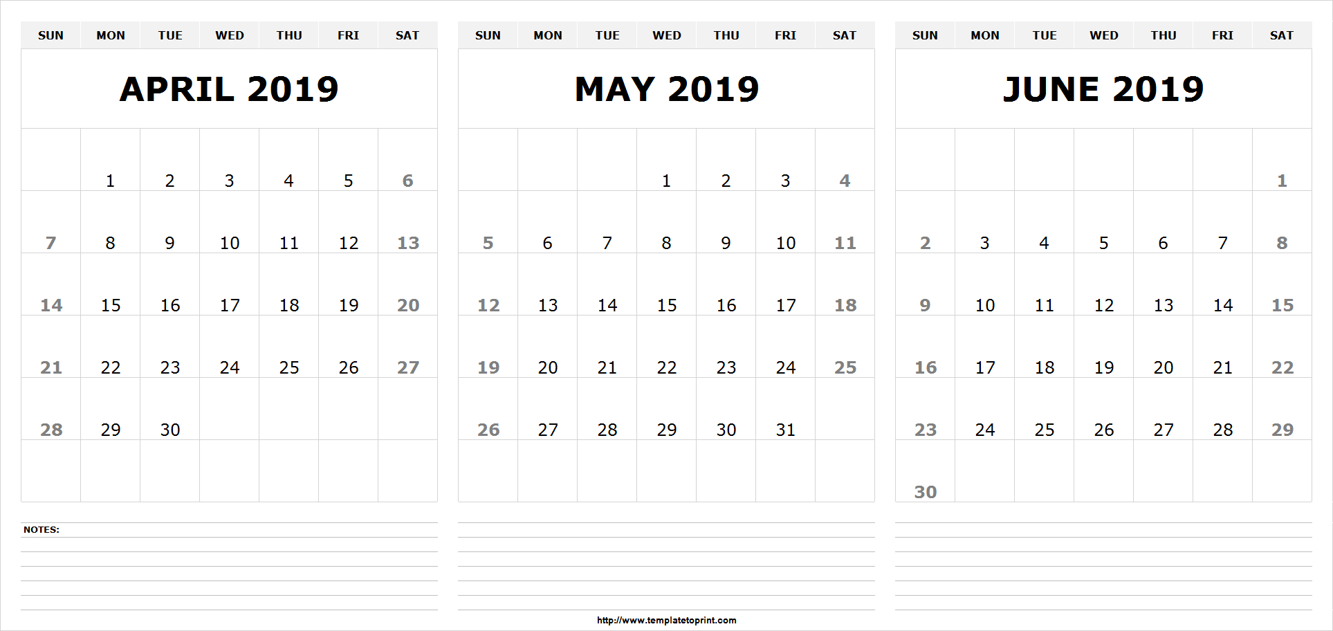 April May June 2019 Calendar Template #April #May #June #2019Calendar | April May June Calendar Printable