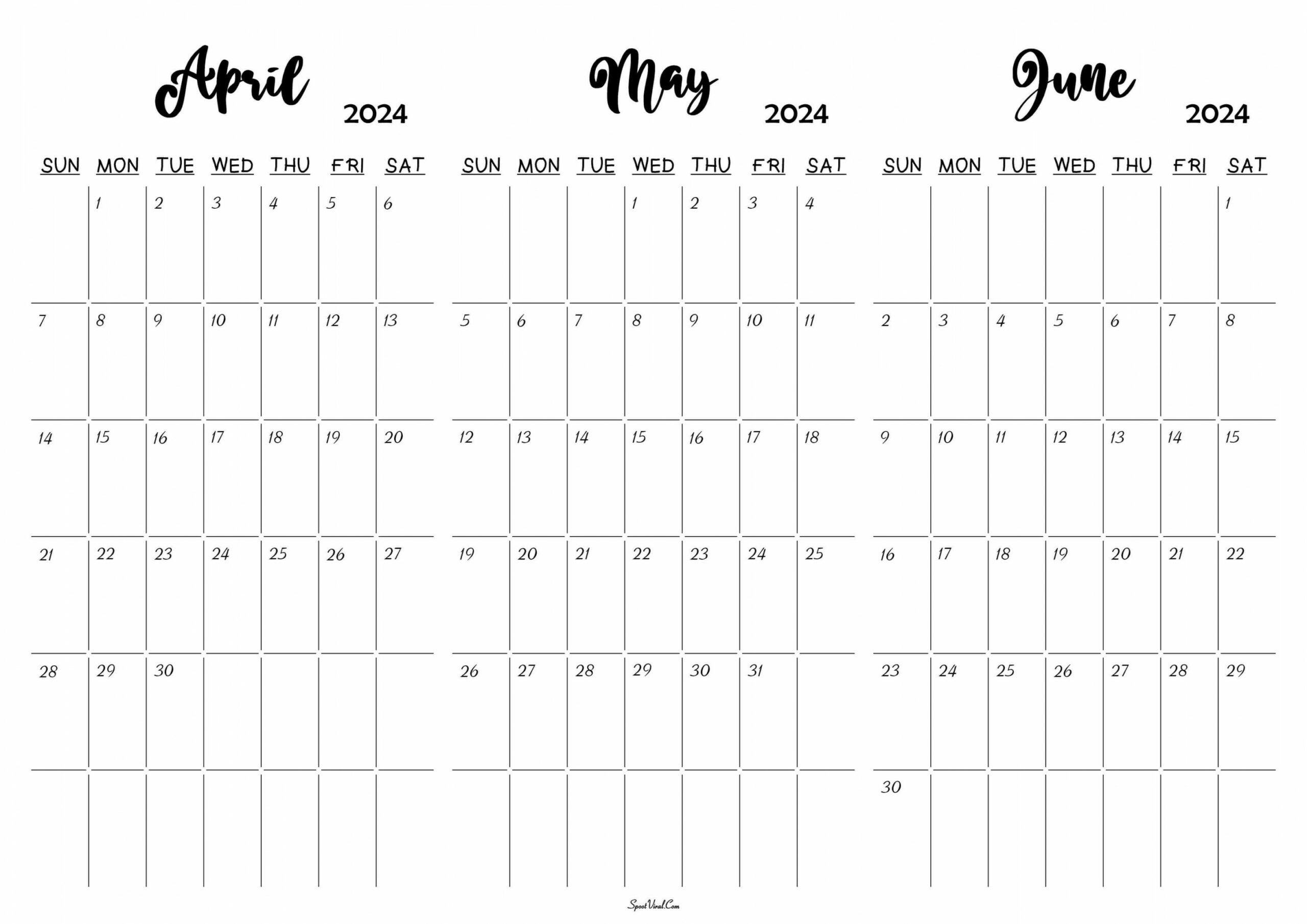 April May June 2024 Calendar | Calendar Template, Calendar, June | 2024 April May June Calendar