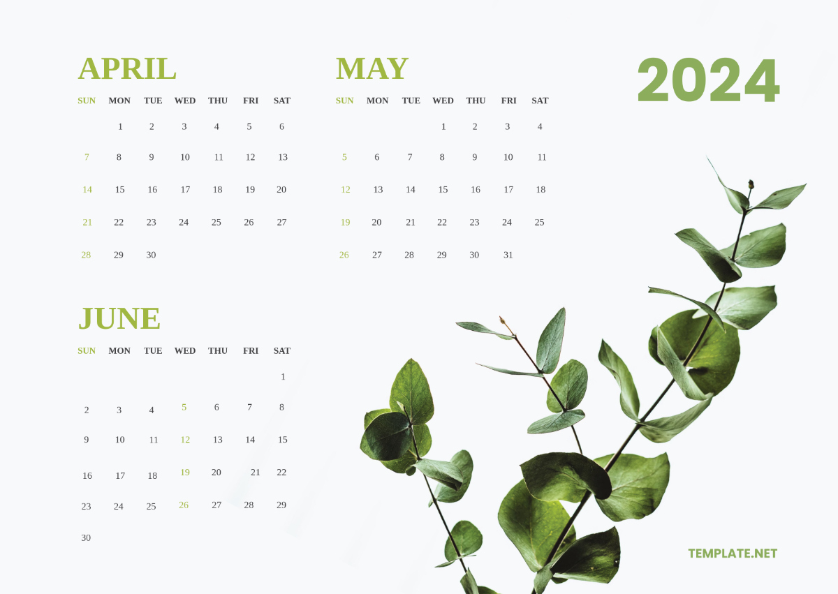 April May June Calendar 2024 Template - Edit Online &amp;amp; Download | April May June 2024 Calendar